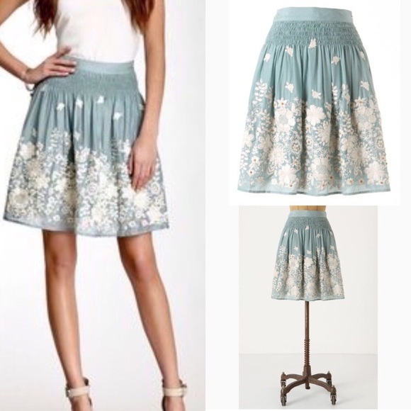 Anthropologie Dresses & Skirts - Rare Anthro Sagebrush Embroidered Silk Skirt